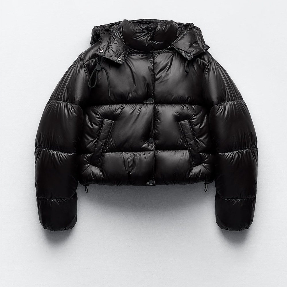 Zara Cropped Hooded Quilted Anorak